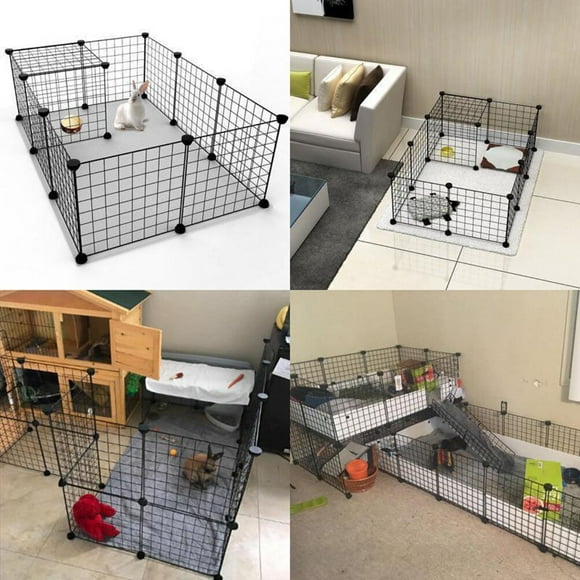 PENIKOKO Portable Heavy Duty Iron Pet Cage for Dog Rabbit Black 35x35 Inches Easy Assembly Foldable
