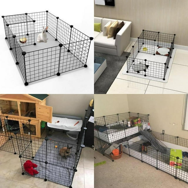 IFANLANDOR Black Iron Pet Cage for Dog Rabbit with Durable Design and Easy Assembly Portable Folding Crate 35x35