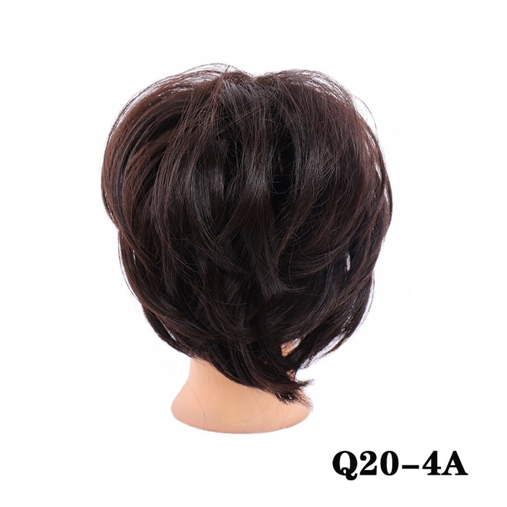 Synthetic Messy Bun Scrunchie Chignon with Elastic Bands Donut Straight Ponytail Hair Pieces