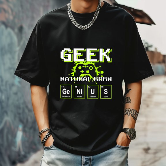 Men's T Shirt Round Neck Patterned Tee Summer New Sports Shirt Vintage Style Gift for Friends XS