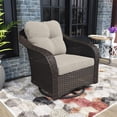 thumbnail image 3 of MeetLeisure 1 Pieces Outdoor Patio Furniture Wicker Swivel Chair with Cushions for Backyard, Beige, 3 of 9