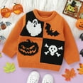 thumbnail image 2 of BOBOGOJP Toddler Baby Boy Girl Sweater Embroidery Knit Pumpkin Sweater Pullover Sweatshirt Halloween Outfits Orange for Size 12-15 Months, 2 of 7