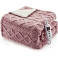 thumbnail image 1 of Twister.CK 84" x 90" Electric Heated Blanket Queen Size, with 10 Heating Levels & 10 Time Settings, Machine Washable Sherpa, ETL Certified, Dusty Pink, 1 of 9