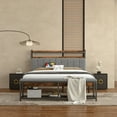 thumbnail image 2 of VECELO Full Size Bed Frame with Shoe Bench&Storage Headboard, Upholstered Platform with Charging Station and LED Lights, Mattress Foundation with Strong Slats Support, No Box Spring Needed, Grey, 2 of 10
