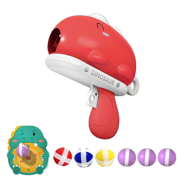 Pistola De Tiro De Dinosaurio Juguete de juego de tiro de dinosaurio, el mejor regalo para niños y niñas para niños (6 bolas, 1 rojo)