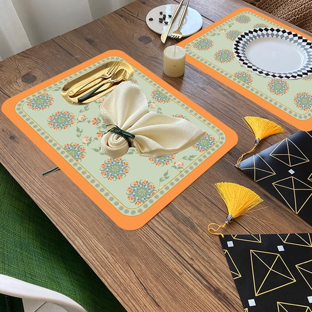 Fiudx Mantel Individual de Cuero, Elegante Decoración para El Hogar, Almohadilla Aislante Antideslizante, Impermeable y Fácil de Limpiar, Ideal para Comidas Familiares, Hoteles y Restaurantes Occiden