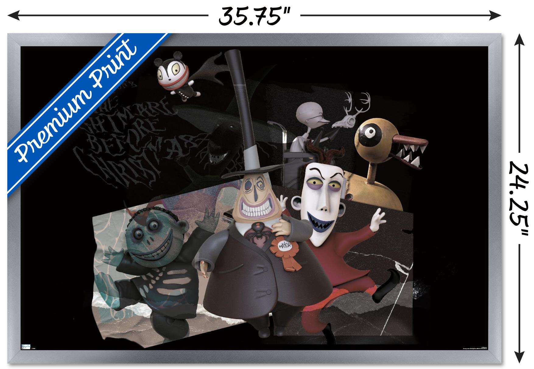 Disney Tim Burton's The Nightmare Before Christmas - Distorted Group Wall Poster, 22.375" x 34" Framed