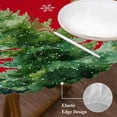 thumbnail image 3 of Christmas Tree Round Tablecloth, Fitted Table Cover with Elastic for 55"-60" Round Tables, Winter Snowflakes Xmas Pine Tree Red Table Cloth Outdoor Indoor Dinning Party Waterproof Tablecloths, 3 of 7