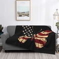 thumbnail image 3 of Vsdgher Patriotic USA Butterfly Art Pattern Fleece Throw Blanket, Horizontal Fleece Bedding Home Decor for Couch & Bed All Season Use -60"x50", 3 of 7