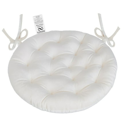 

My Infinity Store 16 Plush Round Tufted Chair Pad/Cushions Tie-Backs (Beige Natural 2 Piece)