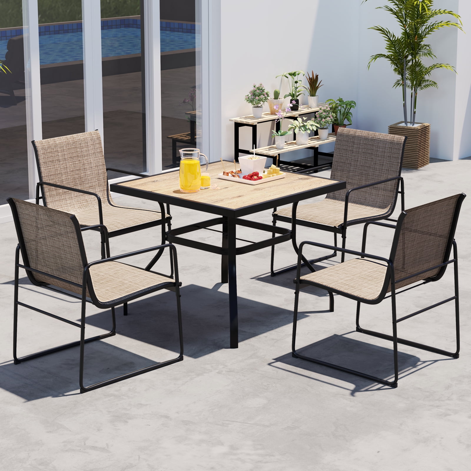 Patiojoy Patio Chairs Set of 4 Outdoor Furniture Chairs w/ Ergonomic Backrest