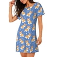 thumbnail image 2 of Rateoe Corgi Print Women’s Nightdress – Cozy Cotton Short-sleeved Sleep Shirt, Loose-Fit Sleepwear, Perfect for Relaxing and Sleeping, 2 of 6