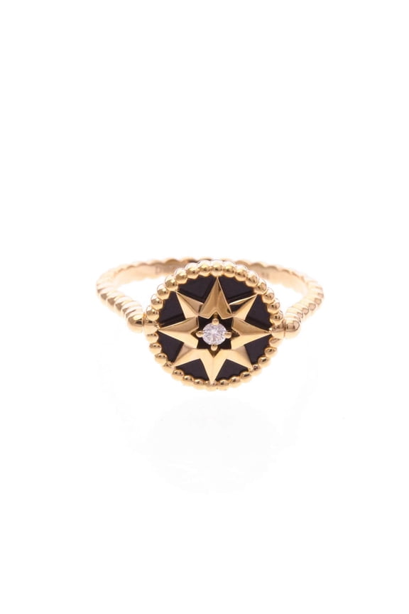 Pre-Owned Christian Dior Rose Des Vents Ring Pink Gold (18K) Fashion Diamond,Onyx Band Ring...