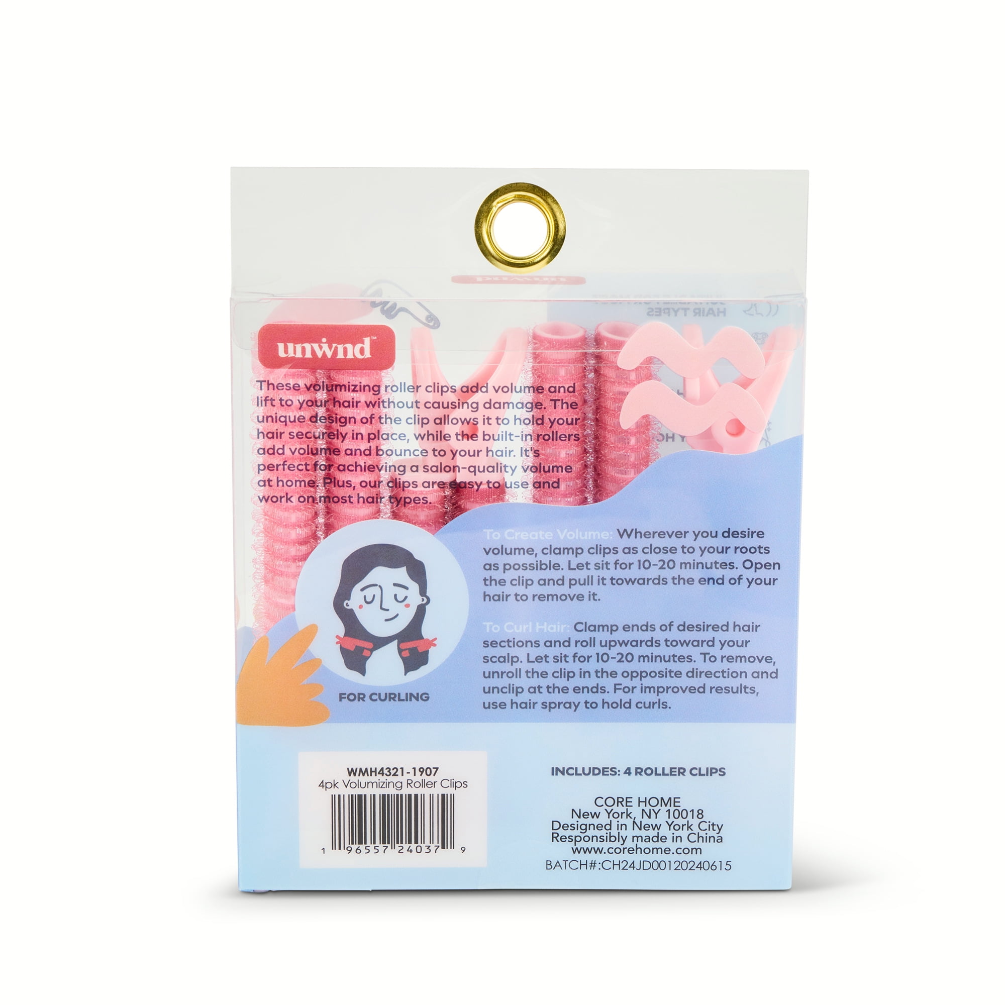 Volumizing Hair Roller Clip - 4 Pack