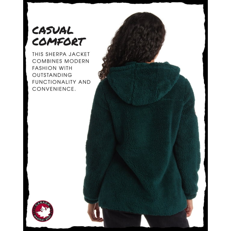 CANADA WEATHER GEAR Women’s Fleece Sweatshirt Jacket - Sherpa Fur Teddy  Coat for Women (S-XL)
