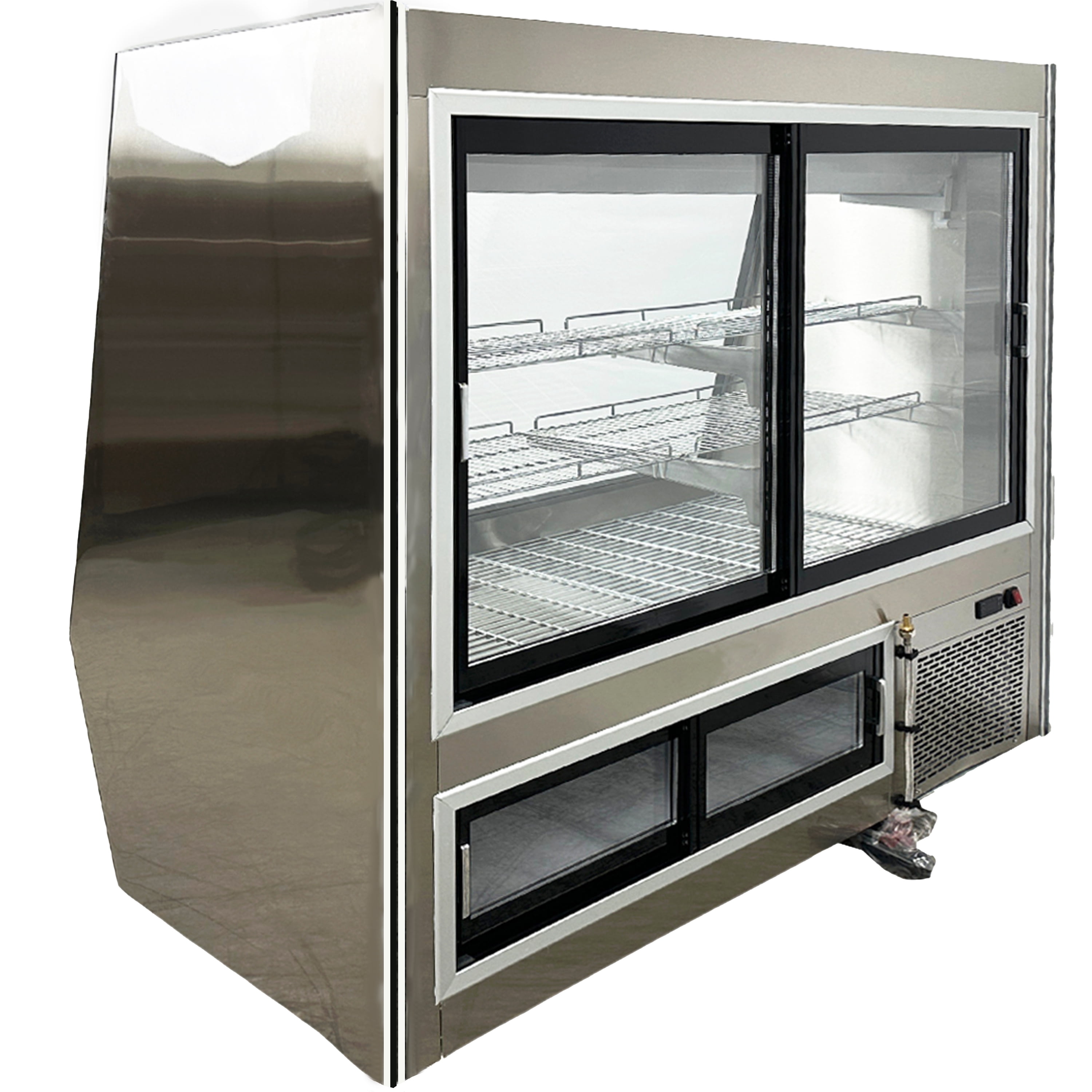 NSF 60 in. Butcher Seafood Raw Meat Refrigerated Case 29 Cu.Ft. Deli Case Meat/Seafood Display Showcase Commercial Refrigerator Cooler Case