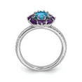 thumbnail image 5 of Gem & Harmony 1.60 Carat (Ctw) Blue Topaz and Amethyst Ring in Sterling Silver for Women, 5 of 6