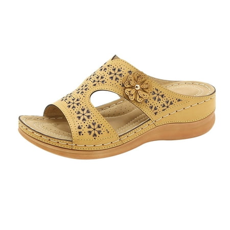 

Abcnature Women Sandals Clearance 2023! Women s Platform Wedge Sandals with Arch Support Flat Shoes Beach Sandals Non-Slip Causal Slippers Summer Athletic Outdoor Beach Sandals Non-Slip