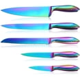 thumbnail image 1 of Kitchen Knife Set 5 Piece WELLSTAR, Razor Sharp German Stainless Steel Blade and Comfortable Handle with Rainbow Titanium Coated, Chef Carving Bread Utility Paring for Cutting and Peeling, Gift Box, 1 of 8
