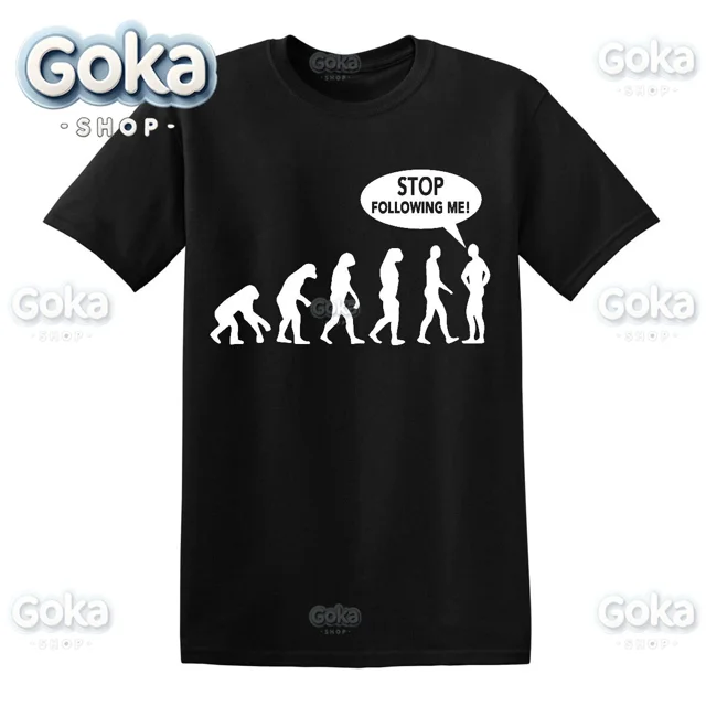 Camisetas gráficas STOP FOLLOWING ME EVOLUTION ropa para hombre camisetas de algodón para mujer Camiseta estampada ropa Y2K camiseta divertida bonita