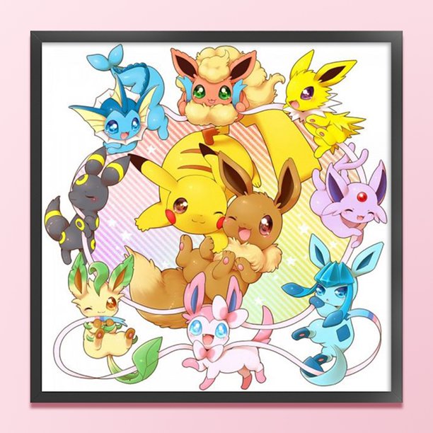 Cuadros Decorativos Bordado completo Hilo de algodón ecológico 11CT Impreso Pokemon Kit de punto de cruz (1) Wdftyju embutido en tela