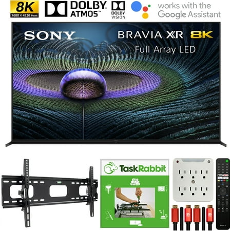 Sony XR75Z9J 75 inch Z9J Bravia XR Master Series 8K LED HDR Smart TV 2021 Bundle with TaskRabbit Installation Services + Deco Gear Wall Mount + HDMI Cables + Surge Adapter
