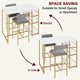 thumbnail image 5 of Juego de Mesa Alta y 2 Sillas para Comedor - Diseño Moderno con 3 Estantes de Organización, Tapizado en Terciopelo Gris y Superficie Efecto Mármol Dorado - Ideal para Espacios Pequeños, 5 of 8