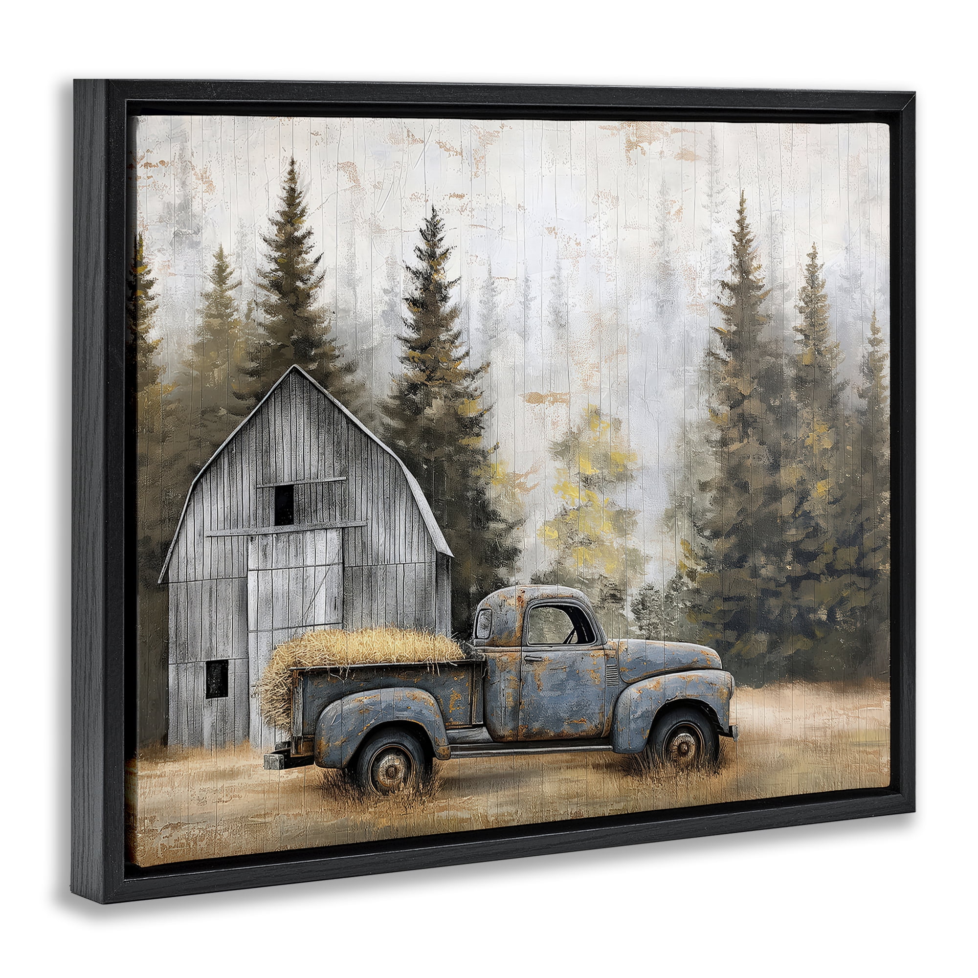 Stupell Industries Autumn Barn & Pine Forest Black Framed Floater Canvas Wall Art, design by Imagine It Images