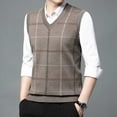 thumbnail image 5 of FINALGANG Men's Knitted Sweater Vest Winter Thermal Plaid Pattern Relaxed Fit Pullover Sleeveless V Neck Jumper For Cold Weather Leisure Knitwear, 5 of 9