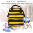 thumbnail image 5 of Balery Bee Stripe Mummy Backpack - Waterproof Twill Canvas, Large Capacity Diaper Bag with Multiple Pockets and Adjustable Straps, 5 of 6