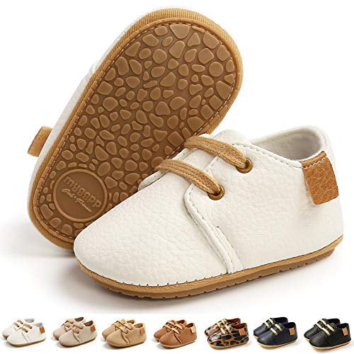 RVROVIC Baby Boys Girls Sneakers Anti-Slip Oxford Loafer Flats Infant Toddler PU Leather Soft Sole Baby Shoes 