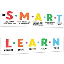 Koyal Wholesale Large Smart & Learn Classroom Banner Sign for Teachers, Door, Wall Decor, Motivational Theme, 2-Pk