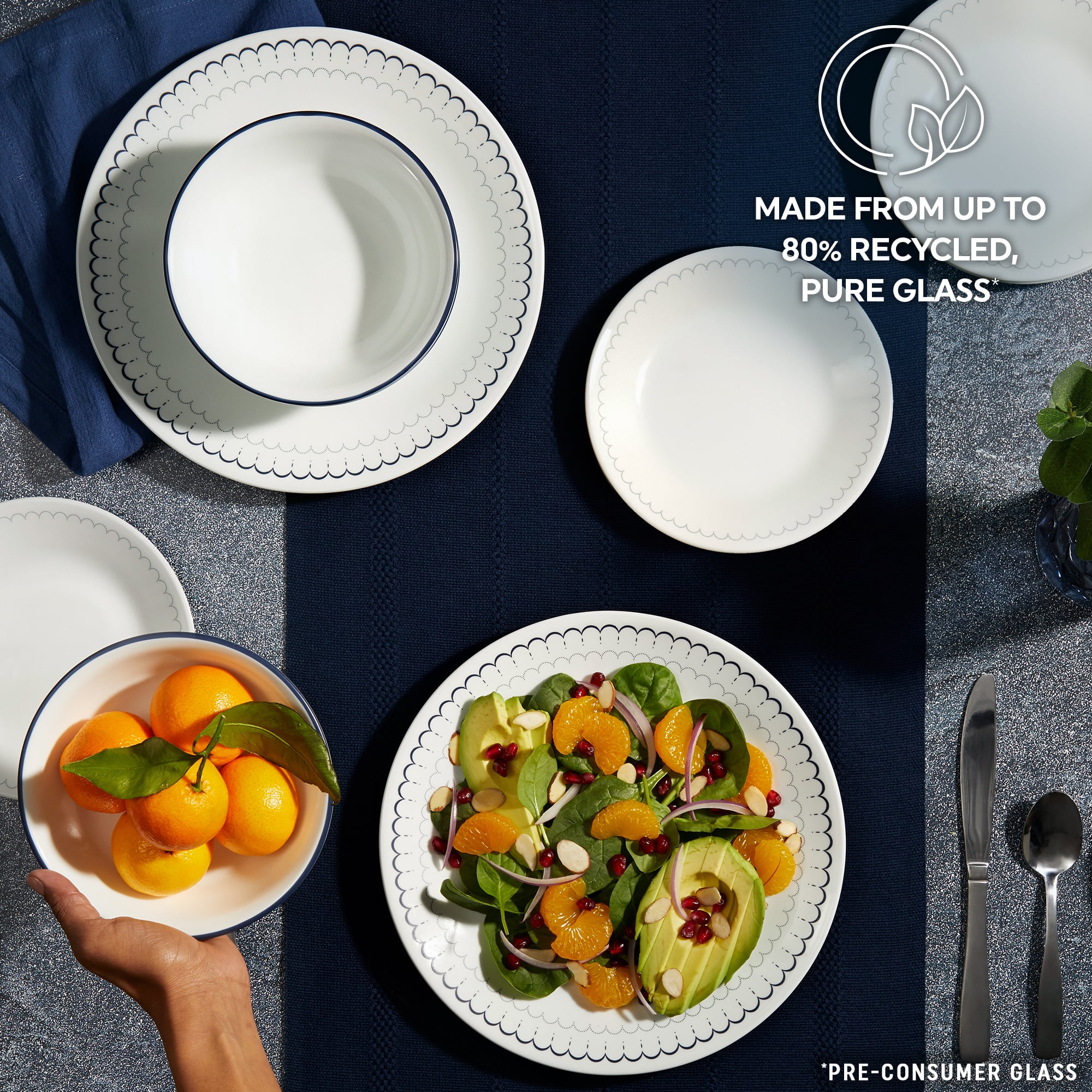 Corelle Caspian Lace 66-Piece Glass Dinnerware Set (Service for 12)
