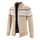 thumbnail image 2 of Cárdigan de punto grueso con forro polar para hombre, chaqueta tipo suéter con cremallera y cuello vertical para otoño e invierno, chaqueta con estampado de copos de nieve para hombre, 2 of 6