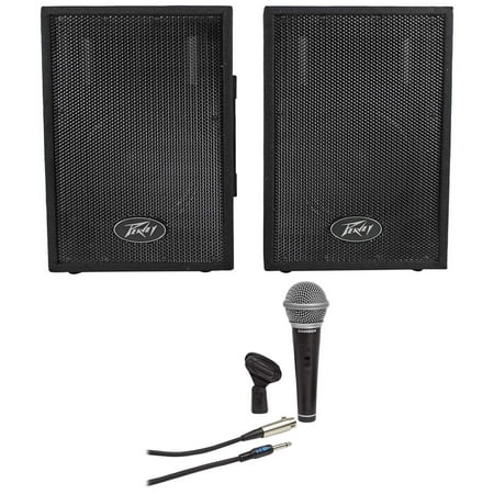 (2) Peavey PVi10 Two 10" 100 Watt 2-Way Pro Audio Live Speakers+Samson Mic+Cable