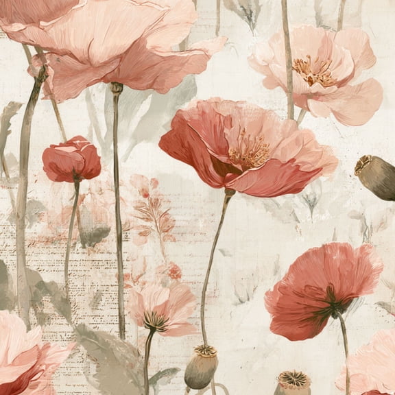 Vintage Floral Contact Paper Peel and Stick Wallpaper Floating Warm Sunlit Watercolor 23.6in x 9.8ft Self Adhesive Removable Wall Paper for Nursery Bedroom Cabinets Drawers