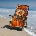 thumbnail image 4 of PHYHOO Fall Foliage Autumn Flowers and Pumpkin Orange Plaid Beach Towe Thanksgiving Halloween Blanket Or Bath Towel Sand Free Towels 30x60in, 4 of 8