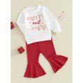 thumbnail image 4 of Toddler Baby Girl Christmas Outfit 9M 12M 18M 24M 3Y 4Y Merry Bright Sweatshirt Pullover Tops Red Bell Bottom Pants Set 2Pcs Xmas Fall Winter Clothes, 4 of 10