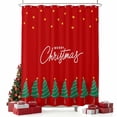 thumbnail image 2 of Merry Christmas Red Shower Curtain, Xmas Tree Stars Winter New Year Waterproof Fabric Shower Curtains with 12 Hooks, Bathroom Curtain Set for Bathroom Accessories Decor, 72 x 78 Inches, 2 of 9