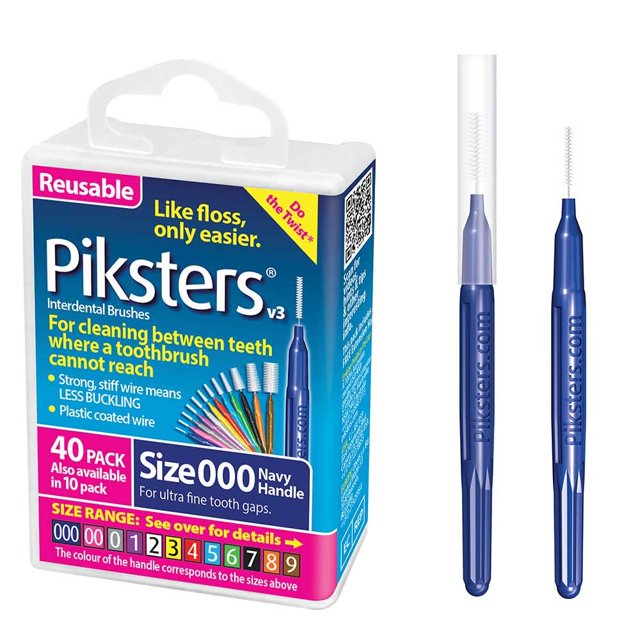Cepillos interdentales Piksters tamaño 000 azul marino, paquete de 40