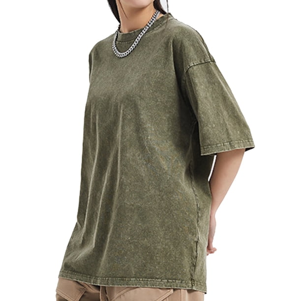 Hombres Mujeres Algodón Retro Cuello Redondo Camiseta Verano Verde Manga Corta Hombro Caída Suelta Casual Tops Camisetas, Azul