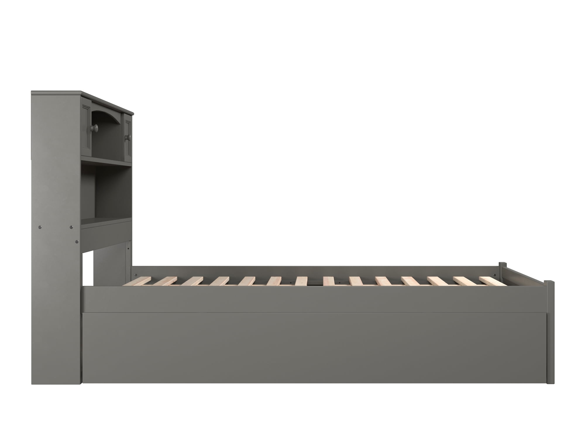 AFI Newport Full Solid Wood Platform Bed with Footboard & Twin Trundle in Grey