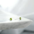 thumbnail image 4 of Gem Stone King Platinum Green Peridot Stud Earrings for Women Men (0.41 Cttw, Gemstone August Birthstone, Round 3.5MM), 4 of 6