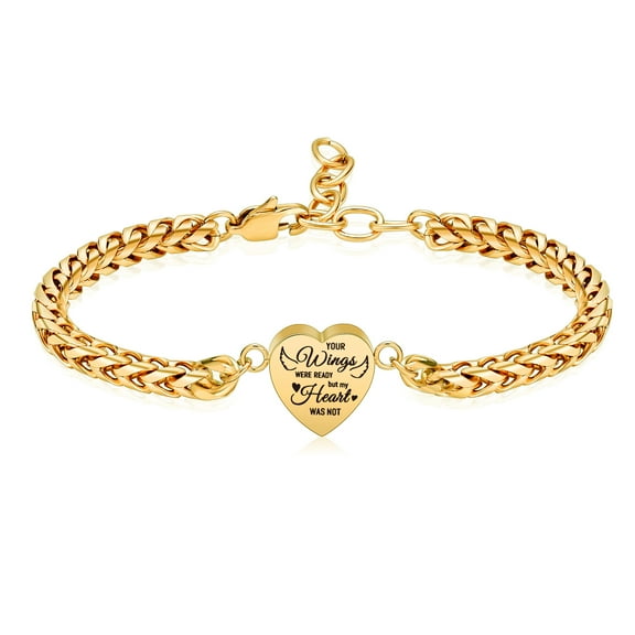 [Personalize Your Wings Were Ready But My Heart Was Not - Heart Urn Pendant Cremation Jewelry for Ashes Holder Locket Length Adjustable Memory Funeral Bracelet Memorial Jewelry