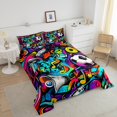 thumbnail image 4 of Erosebridal Graffiti Soccer Bedding Comforter Set, Hippie Hip Hop Splatter Down Comforter, Reversible 2 Pieces, 4 of 8
