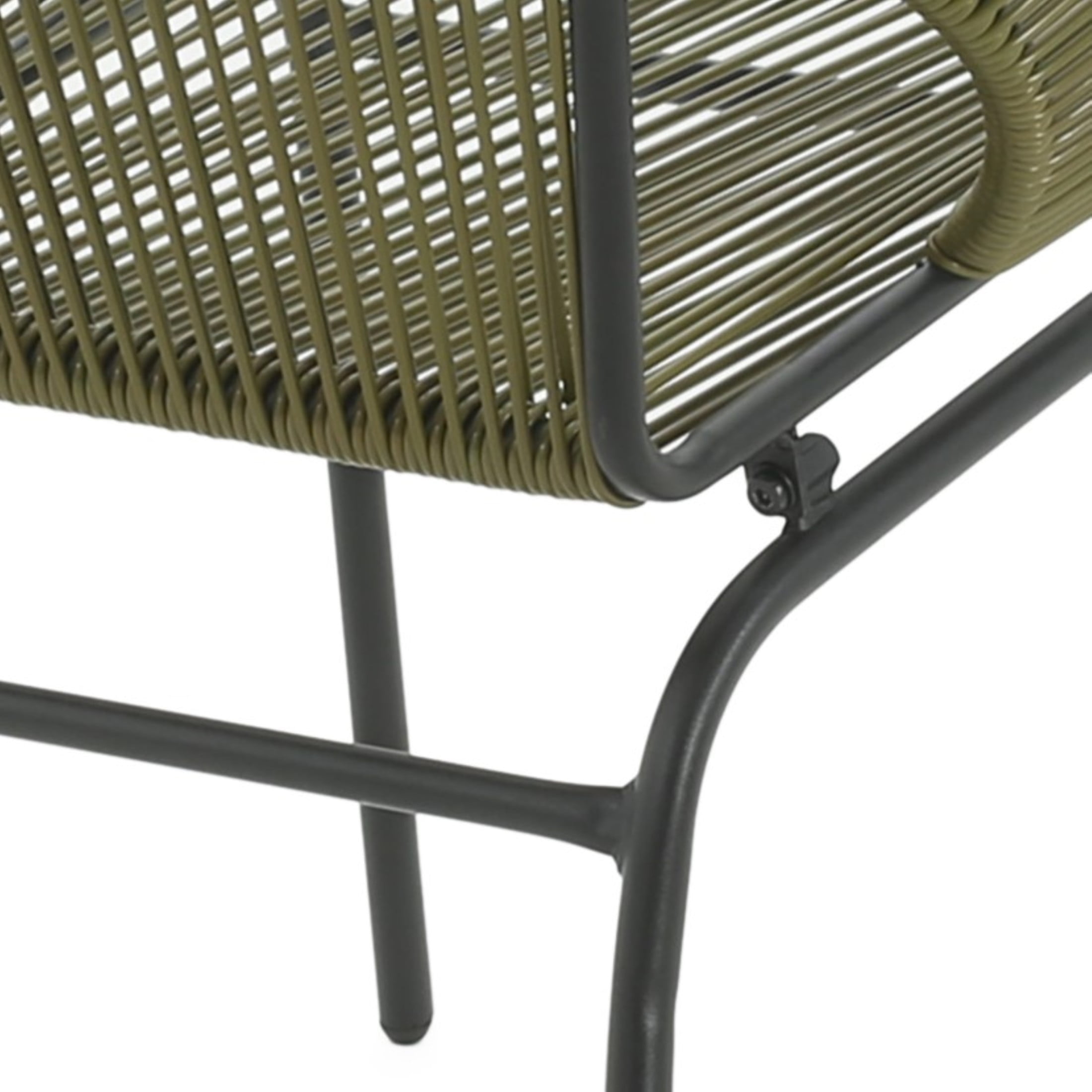 Modern Outdoor Woven Basket Club Chairs with PP Rattan and Iron Frame, Green, Set of 2