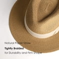 thumbnail image 6 of Panama Hat Sun Hats for Women Men Wide Brim Fedora Straw Beach Hat UV UPF 50- Khaki Beige- L, 6 of 9