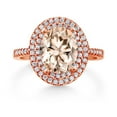 thumbnail image 2 of Gem Stone King 18K Rose Gold Plated Silver Halo Engagement Ring Morganite Moissanite (2.03 Cttw), 2 of 3
