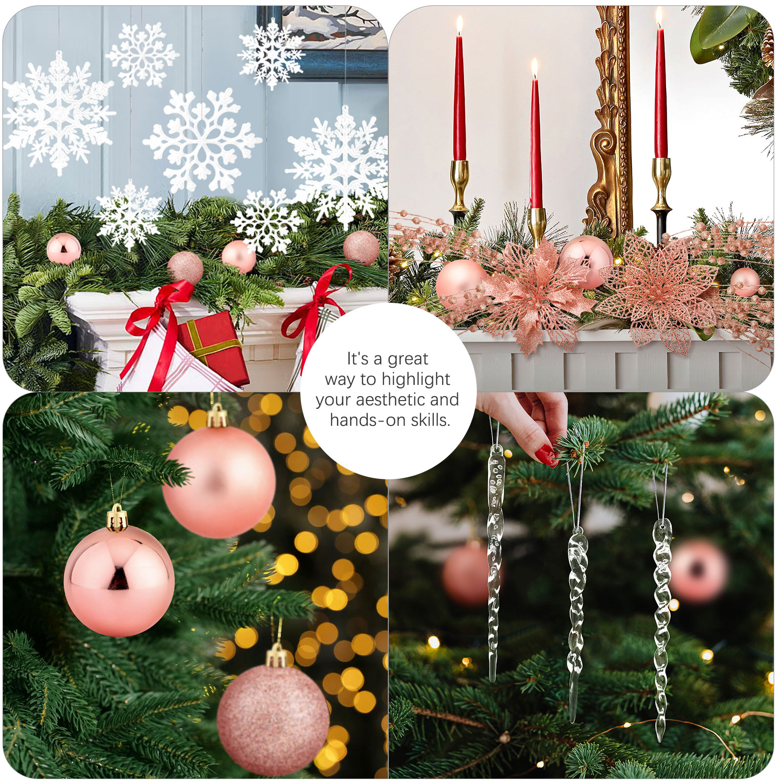 Ayieyill 92-Piece Christmas Tree Ornament Set, Rose Gold photo 5
