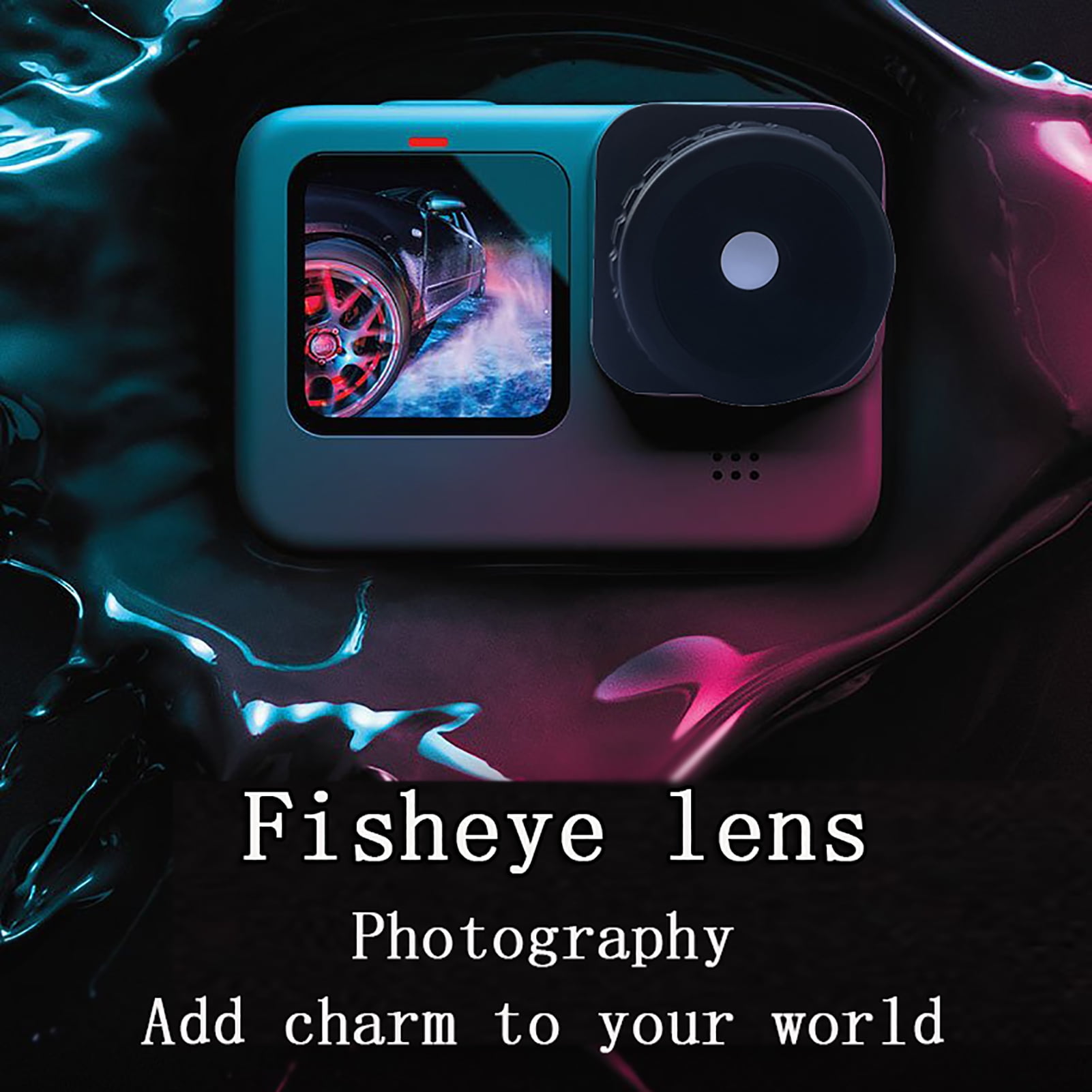 Black EKDJKK Fisheye Lens Filter Photography Multi Coated Portable Sports Camera for Gopro 9 
